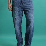 HIGHLANDER Men Loose Baggy Fit Clean Look Light Fade Cotton Jeans