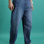 HIGHLANDER Men Loose Baggy Fit Clean Look Light Fade Cotton Jeans