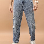HIGHLANDER Men Relaxed Fit Highly Distressed Light Fade Jeans