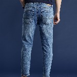 Mast & Harbour Men Slim Tapered Fit Low Distress Light Fade Stretchable Jeans