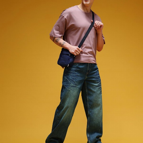 HERE&NOW Men Mid-Rise Acid Wash Crinkled Light Fade Pure Cotton Baggy Fit Jeans