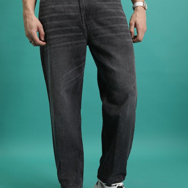 HIGHLANDER Men Loose Baggy Fit Light Fade Cotton Jeans