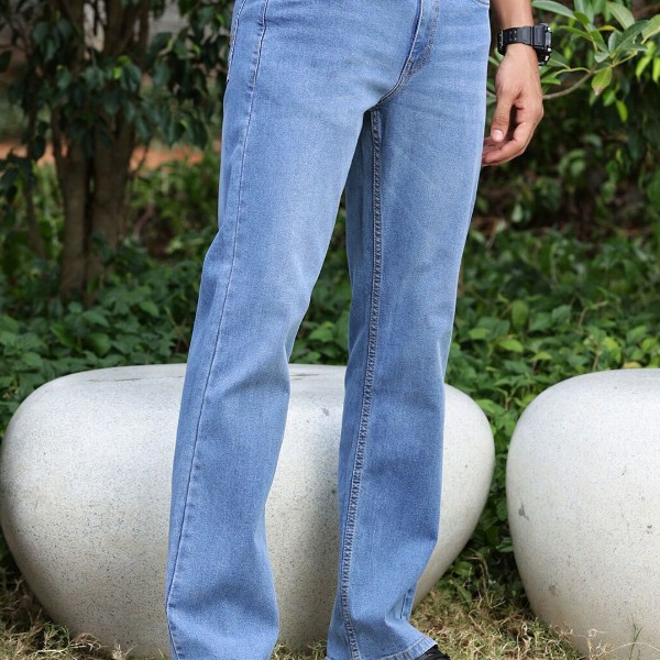 Mast & Harbour Blue Men Smart Bootcut Clean Look Stretchable Jeans