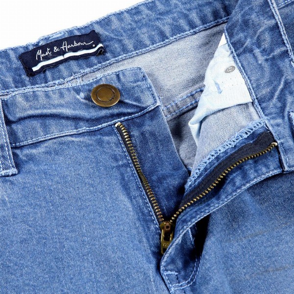 Mast & Harbour Blue Men Smart Bootcut Clean Look Stretchable Jeans