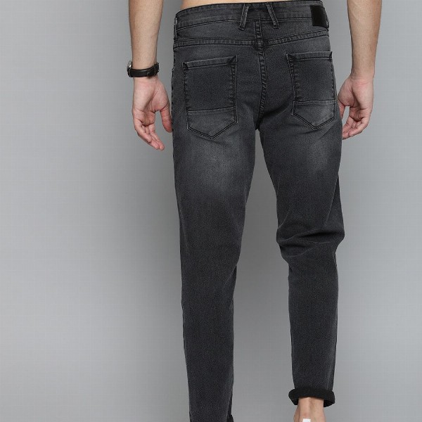 HERE&NOW Men Black Regular Fit Mid-Rise Clean Look Stretchable Jeans