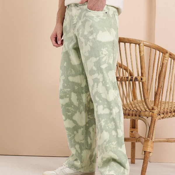 Mast & Harbour Men Printed Baggy Fit Jeans
