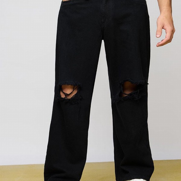 Xee Men Classic Relaxed Fit Slash Knee Stretchable Jeans