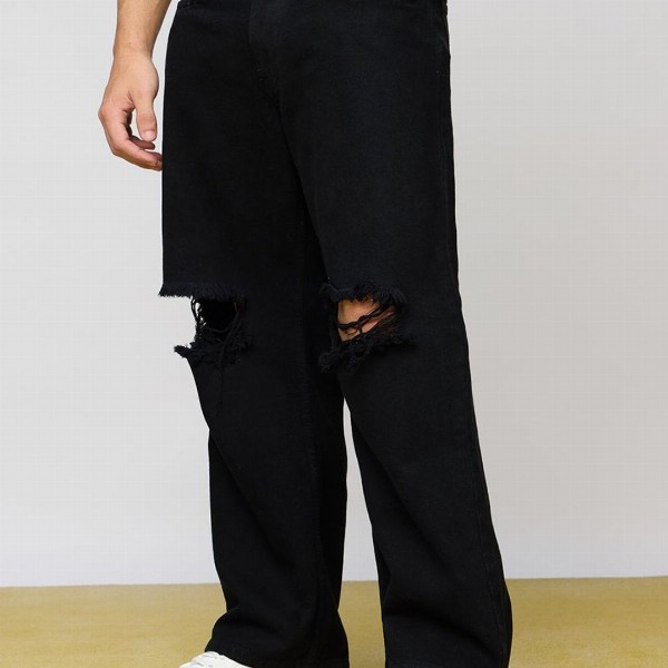 Xee Men Classic Relaxed Fit Slash Knee Stretchable Jeans