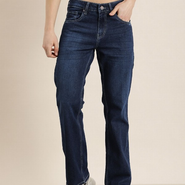 HERE&NOW Men Smart Bootcut Light Fade Stretchable Jeans