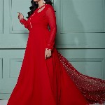 NUD Women Quirky Checked Cold-Shoulder Sleeves Mirror Work Georgette Kurta