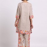 Bombay Bloom Floral Printed Linen Kurta with Trousers