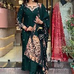 KALINI Floral Embroidered Beads and Stones Notch Neck Kurta With Trousers And Dupatta