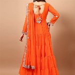 KALINI Floral Embroidered Georgette Anarkali Kurta with Pyjama & With Dupatta