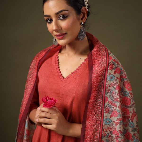 anayna  Anarkali Pure Cotton Kurta With Trousers & Dupatta