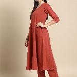 anayna  Anarkali Pure Cotton Kurta With Trousers & Dupatta
