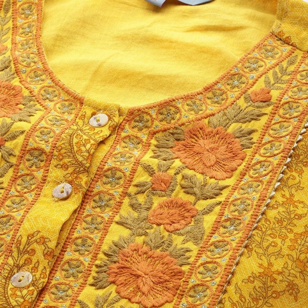 aarke Ritu Kumar Women Printed Regular Thread Work Kurta with Trousers & With Dupatta