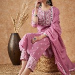 Sangria Floral Printed Pure Cotton Kurta With Trousers & Dupatta