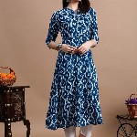 GLOWWORLD Tie & Dye Band Collar Straight Kurta