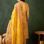 Sangria Floral Printed Sequinned V-Neck Straight Kurta & Trouser With Dupatta