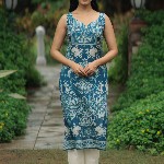 anayna Floral Printed Sweetheart Neck Straight Kurta With Trousers