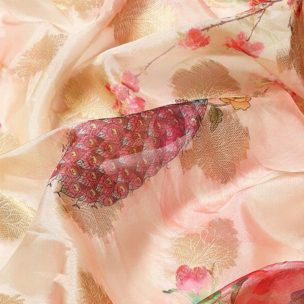 Silk Land Woven Kalamkari Art Silk Chanderi Digital Print Saree