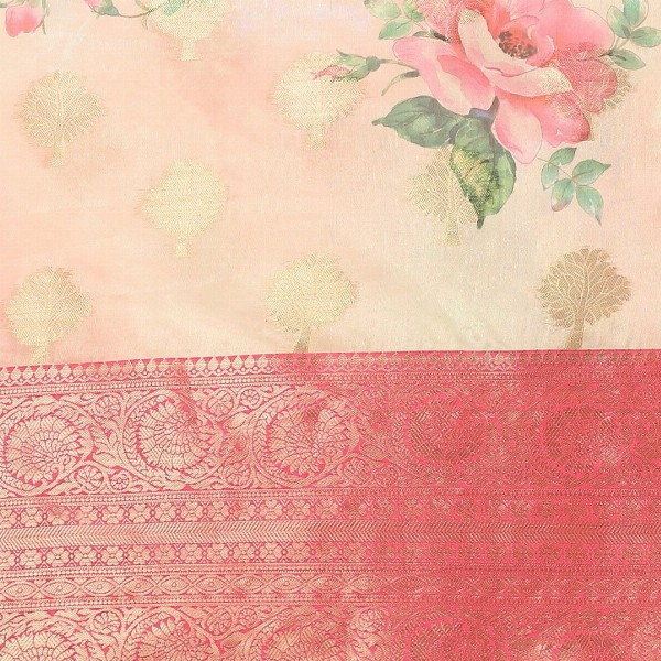 Silk Land Woven Kalamkari Art Silk Chanderi Digital Print Saree