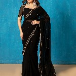 NUD Embroidered Zari Saree With Blouse and Peticoat
