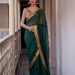 Suta Green Color Mul Cotton Zari Saree