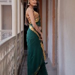 Suta Green Color Mul Cotton Zari Saree