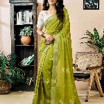 Mitera Ethnic Motifs Pure Linen Ready to Wear Saree