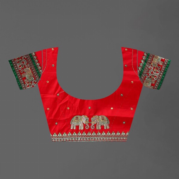 CRAFTYSTYLES Ethnic Motifs Zari Silk Blend Saree