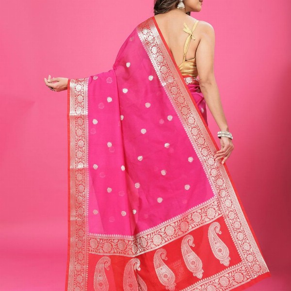 CRAFTYSTYLES Woven Design Zari Pure Chiffon Banarasi Saree