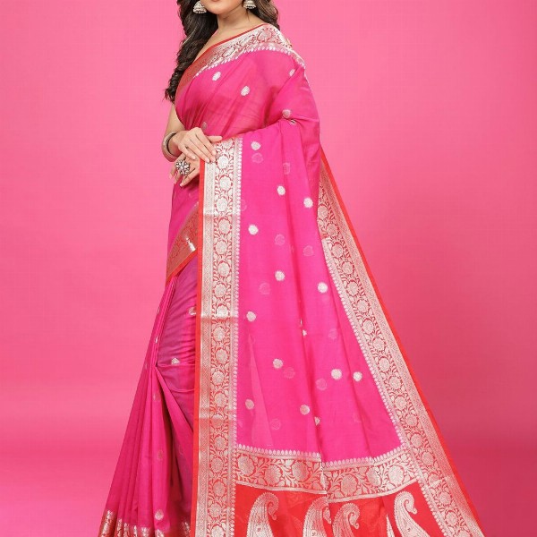 CRAFTYSTYLES Woven Design Zari Pure Chiffon Banarasi Saree