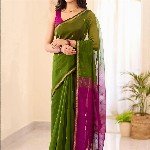 KALINI Green Silk Blend Woven Design Sarees