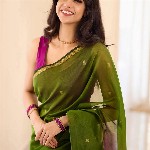 KALINI Green Silk Blend Woven Design Sarees