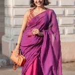 Suta Pink Solid Pure Mul Cotton Saree