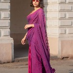 Suta Pink Solid Pure Mul Cotton Saree