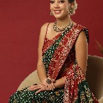 KALINI Bandhani Print Zari Pure Georgette Bandhani Saree