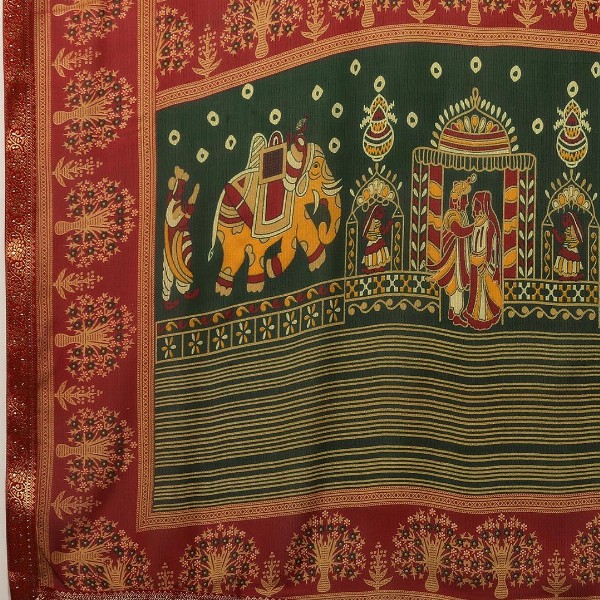 KALINI Bandhani Print Zari Pure Georgette Bandhani Saree