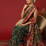 KALINI Bandhani Print Zari Pure Georgette Bandhani Saree