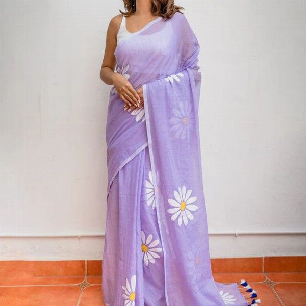 VILLAGIUS Floral Printed Pure Cotton Saree