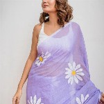 VILLAGIUS Floral Printed Pure Cotton Saree