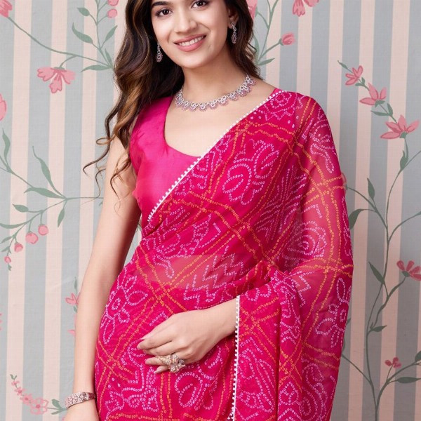 Ode by House of Pataudi Bandhani Gotta Patti Ready to Wear Saree