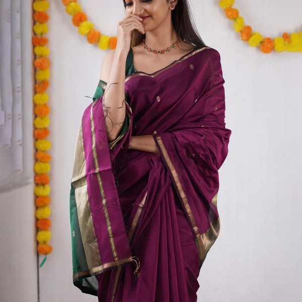 all about you Ethnic Motifs Woven Design Zari Pure Silk Banarasi Saree