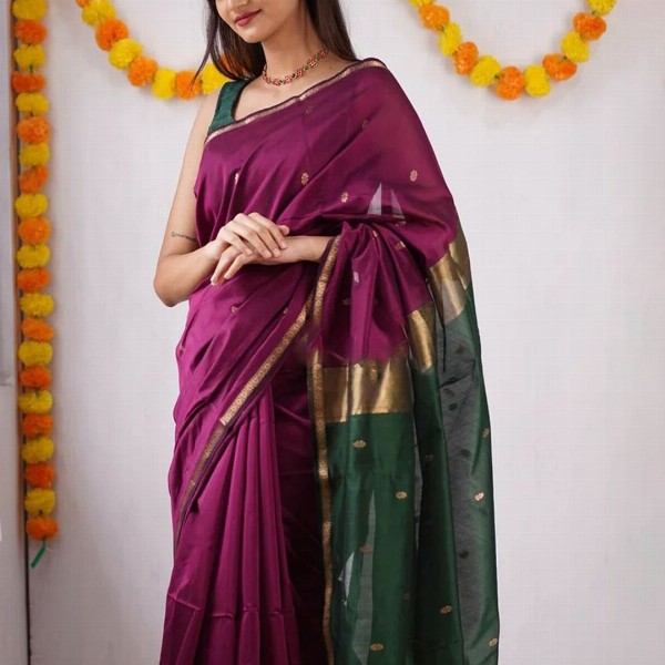 all about you Ethnic Motifs Woven Design Zari Pure Silk Banarasi Saree