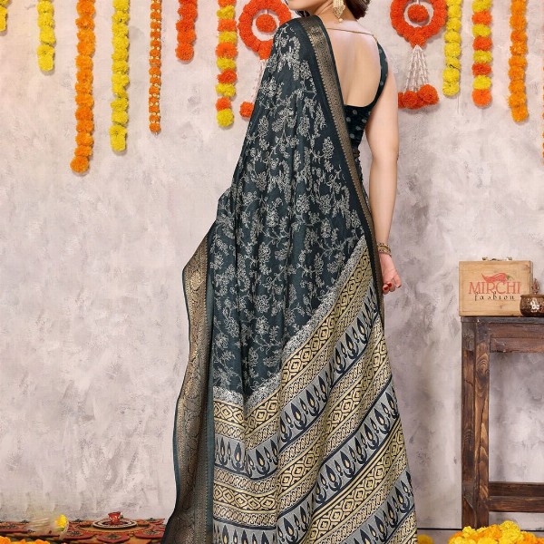KALINI Floral Printed Zari Saree