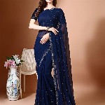 Leelavati Embellished Beads and Stones Pure Chiffon Saree