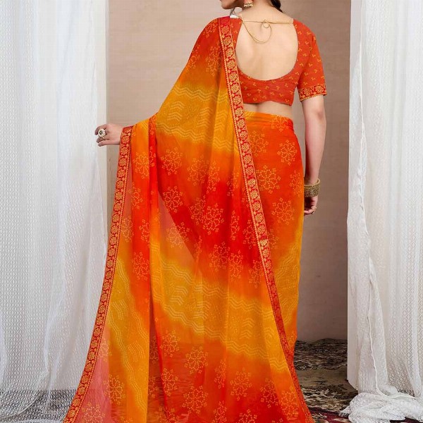 KALINI Bandhani Pure Chiffon Saree