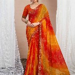 KALINI Bandhani Pure Chiffon Saree