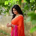 FLOURIOUS Ombre Beads and Stones Pure Chiffon Saree